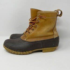 Vintage LL Bean Brown Leather Lace Up Unlined Hunting Ankle Duck Boots